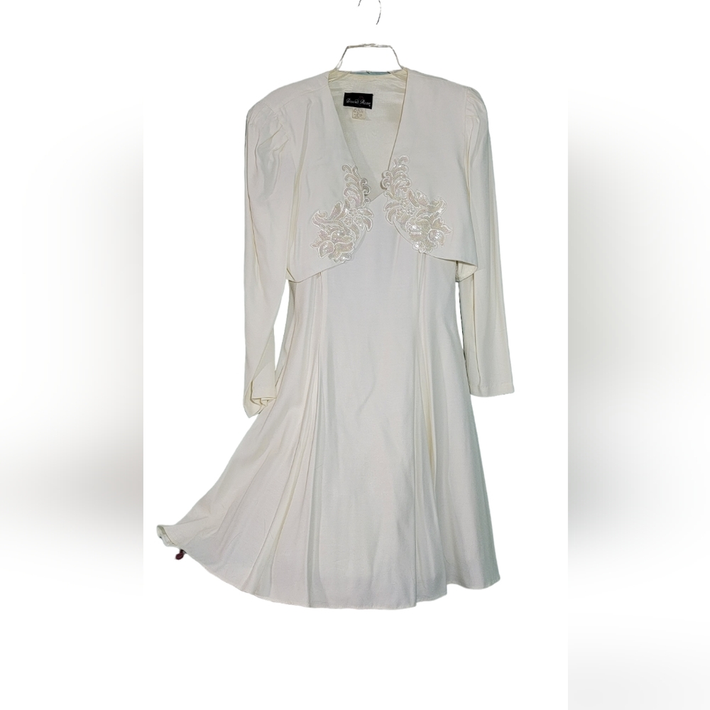 David Rose 80s White Party Dress Womem Size 12